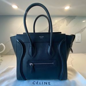 Authentic Micro Luggage Handbag in Drummed Calfskin Black